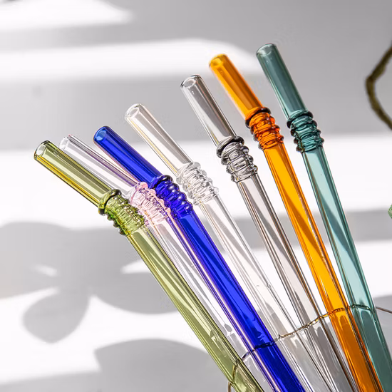 Cannucce in vetro colorato trasparente riutilizzabili per matrimoni, feste di compleanno, cannucce, frullati, bevande ghiacciate, set di cannucce spesse