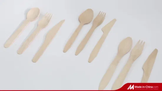 Stoviglie in legno monouso biodegradabili Coltello Forchetta Cucchiaino Maschera Cucchiaio Set di posate Gelato Utensili da cucina Stoviglie